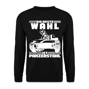 Panzer - lustiger Spruch mit Panzerstahl - Unisex Pullover - Schwarz - Vorne - Alina (178cm) & Michal (187cm)