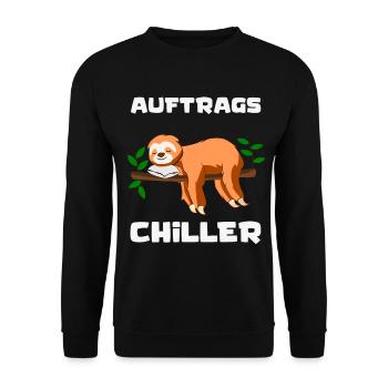 Faultier relaxed - Auftrags Chiller - Unisex Pullover - Schwarz - Vorne - Alina (178cm) & Michal (187cm)
