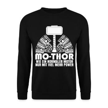 Tuner und Tuning lusiger MoThor Spruch - Unisex Pullover - Schwarz - Vorne - Alina (178cm) & Michal (187cm)