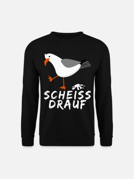 Möwe - lustiger Scheiss drauf Spruch - Unisex Pullover - Schwarz