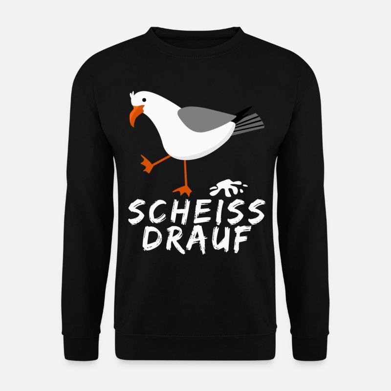 Möwe - lustiger Scheiss drauf Spruch - Unisex Pullover - Schwarz
