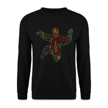 Qigong Kampfkunst Meditation Linien Robe - Unisex Pullover - Schwarz - Vorne - Alina (178cm) & Michal (187cm)