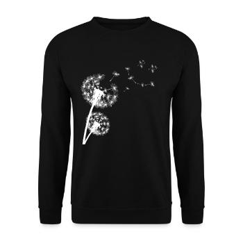 Pusteblume mit glücklichem Lächeln - Unisex Pullover - Schwarz - Vorne - Alina (178cm) & Michal (187cm)