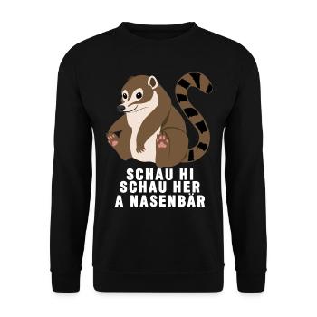 Nasenbär - niedlicher Spruch Reim - Unisex Pullover - Schwarz - Vorne - Alina (178cm) & Michal (187cm)