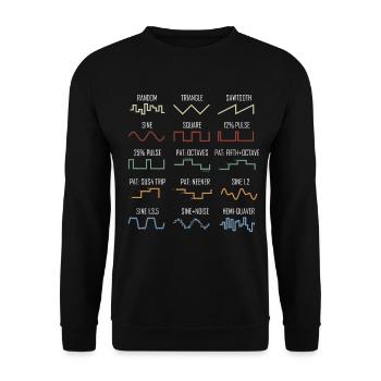Synthesizer Vintage Waveform Retro Nerd - Unisex Pullover - Schwarz - Vorne - Alina (178cm) & Michal (187cm)