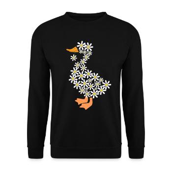 Daisy funny goose from flowers - Unisex Sweatshirt - black - Front - Alina (178cm) & Michal (187cm)
