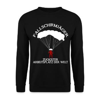 Fallschirmjäger - lustiger Spruch Witz - Unisex Pullover - Schwarz - Vorne - Alina (178cm) & Michal (187cm)