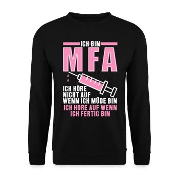 MFA - Medizinische Fachangestellte - Unisex Pullover - Schwarz - Vorne - Alina (178cm) & Michal (187cm)