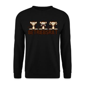 Betriebsrat lustiger Spruch mit 3 Affen - Unisex Pullover - Schwarz - Vorne - Alina (178cm) & Michal (187cm)