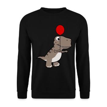 Dinos Tyrannosaurus mit Luftballon - Unisex Pullover - Schwarz - Vorne - Alina (178cm) & Michal (187cm)