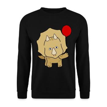 Dinos Triceratops mit Luftballon - Unisex Pullover - Schwarz - Vorne - Alina (178cm) & Michal (187cm)