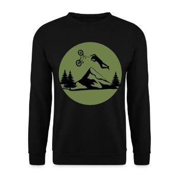 BMX Bike Freestyle Sturz Grafik lustig - Unisex Pullover - Schwarz - Vorne - Alina (178cm) & Michal (187cm)