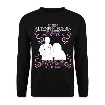 Geriatric nurse care - funny saying - Unisex Sweatshirt - black - Front - Alina (178cm) & Michal (187cm)