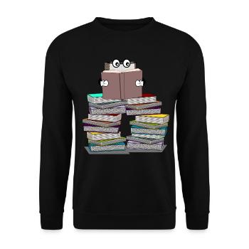 Livre lit des livres - ver de bibliothèque drôle - Sweat-shirt Unisexe - noir - Devant - Alina (178cm) & Michal (187cm)