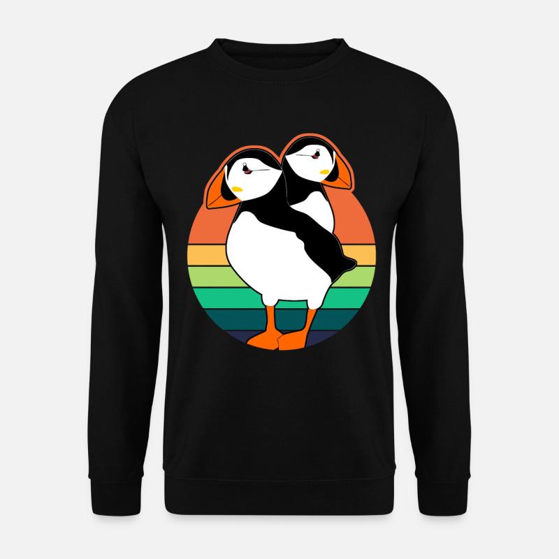 Puffin Perroquets Oiseaux rétro - Sweat-shirt Unisexe - noir