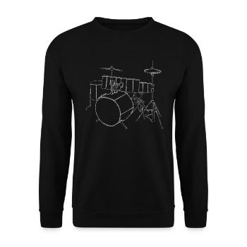 Drummer Schlagzeug Skizze Geschenk - Unisex Pullover - Schwarz - Vorne - Alina (178cm) & Michal (187cm)