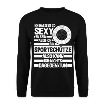 Schützenverein sexy Sportschützen Spruch - Unisex Pullover - Schwarz - Vorne - Alina (178cm) & Michal (187cm)