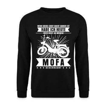 Mofa Schrauber Spruch Lustig - Unisex Pullover - Schwarz - Vorne - Alina (178cm) & Michal (187cm)