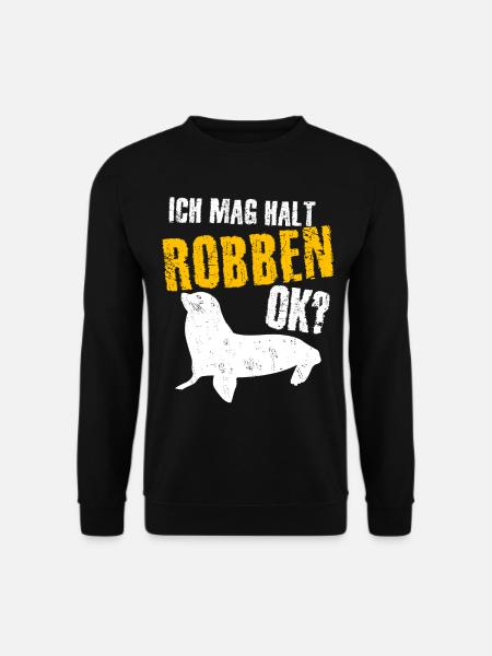 Robbe - lustiger ich mag Robben Spruch - Unisex Pullover - Schwarz