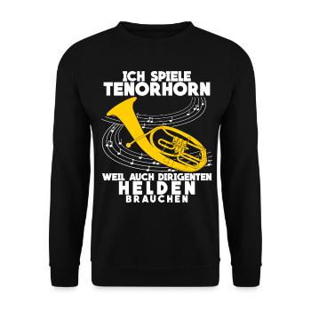 Tenorhorn Helden - lustiger Spruch - Unisex Pullover - Schwarz - Vorne - Alina (178cm) & Michal (187cm)