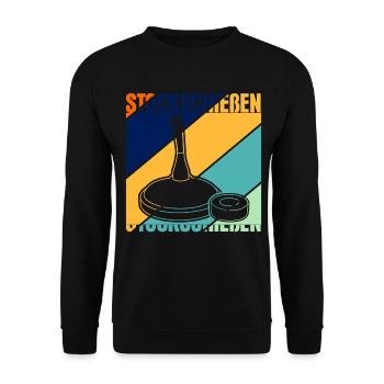 Stockschießen - Retro Eisstock - Unisex Pullover - Schwarz - Vorne - Alina (178cm) & Michal (187cm)