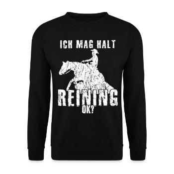 Reining - Westernreiten Spruch lustig - Unisex Pullover - Schwarz - Vorne - Alina (178cm) & Michal (187cm)