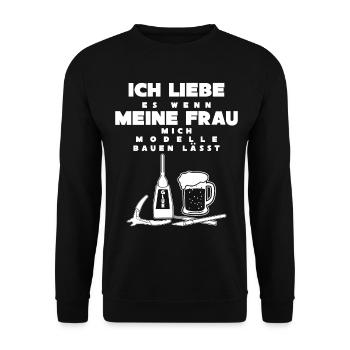 Modellbau & Modellbauer lustiger Spruch - Unisex Pullover - Schwarz - Vorne - Alina (178cm) & Michal (187cm)