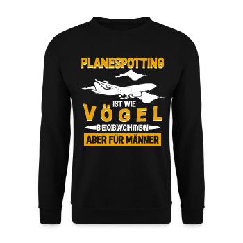 Planespotter Planespotting Spruch lustig - Unisex Pullover - Schwarz - Vorne - Alina (178cm) & Michal (187cm)