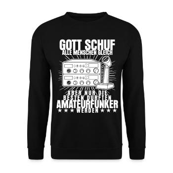 Amateurfunk lustig Spruch Amateurfunker - Unisex Pullover - Schwarz - Vorne - Alina (178cm) & Michal (187cm)