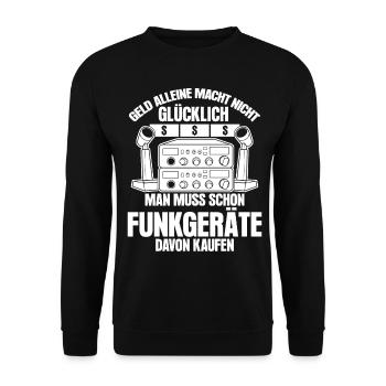 Amateurfunk - lustiger Funkgeräte Spruch - Unisex Pullover - Schwarz - Vorne - Alina (178cm) & Michal (187cm)