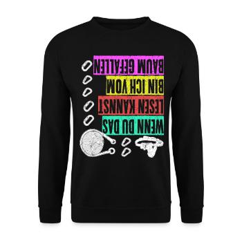 Baumpfleger - Vom Baum gefallen lustig - Unisex Pullover - Schwarz - Vorne - Alina (178cm) & Michal (187cm)