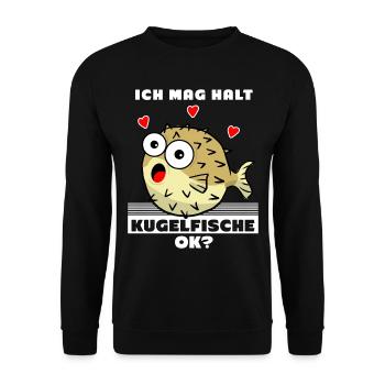 Kugelfisch - Ich mag Kugelfische - Unisex Pullover - Schwarz - Vorne - Alina (178cm) & Michal (187cm)
