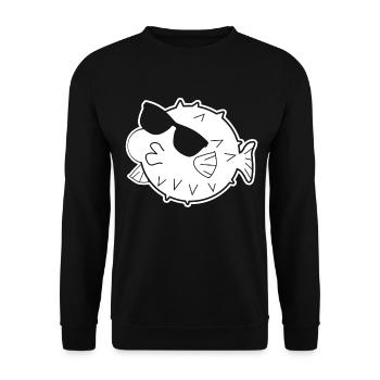 Poisson-globe avec lunettes de soleil - Sweat-shirt Unisexe - noir - Devant - Alina (178cm) & Michal (187cm)