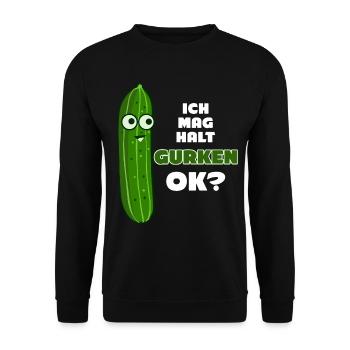 Gurke - lustiger Spruch mit Gurken - Unisex Pullover - Schwarz - Vorne - Alina (178cm) & Michal (187cm)