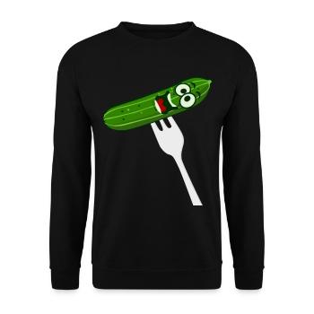 Cucumber with fork - funny - Unisex Sweatshirt - black - Front - Alina (178cm) & Michal (187cm)