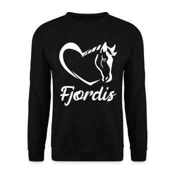 Fjordpferd - Fjordi mit Herz - Unisex Pullover - Schwarz - Vorne - Alina (178cm) & Michal (187cm)