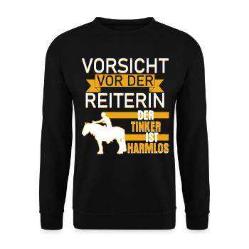 Irish Tinker lustig Pferde Spruch - Unisex Pullover - Schwarz - Vorne - Alina (178cm) & Michal (187cm)