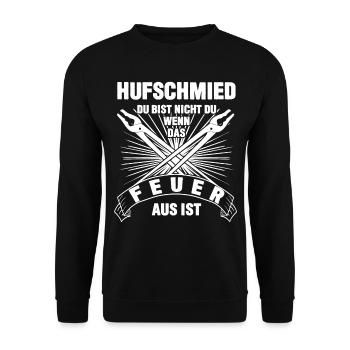 Hufschmied lustiger Pferdeschmied Spruch - Unisex Pullover - Schwarz - Vorne - Alina (178cm) & Michal (187cm)