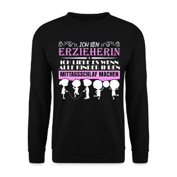 Erzieherin - Kindergarten Spruch lustig - Unisex Pullover - Schwarz - Vorne - Alina (178cm) & Michal (187cm)