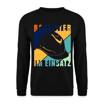 Bauleiter im Einsatz Baustelle Retro - Unisex Pullover - Schwarz - Vorne - Alina (178cm) & Michal (187cm)