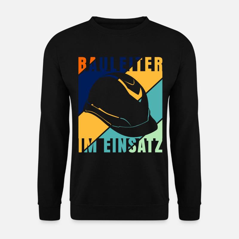 Bauleiter im Einsatz Baustelle Retro - Unisex Pullover - Schwarz