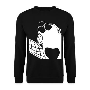 Biber mit Sonnenbrille lustig - Unisex Pullover - Schwarz - Vorne - Alina (178cm) & Michal (187cm)