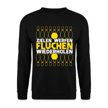 Kegeln lustiger Kegelbahn Spruch - Unisex Pullover - Schwarz - Vorne - Alina (178cm) & Michal (187cm)