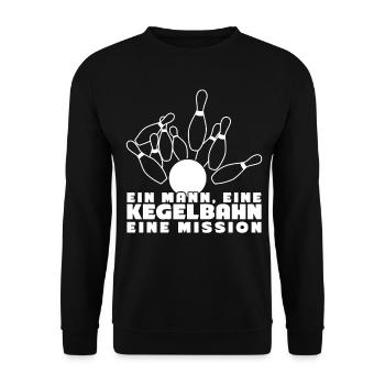 Kegeln - lustiger Kegler Herren Spruch - Unisex Pullover - Schwarz - Vorne - Alina (178cm) & Michal (187cm)