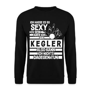 Kegeln - sexy Kegler Spruch mit Kegel - Unisex Pullover - Schwarz - Vorne - Alina (178cm) & Michal (187cm)