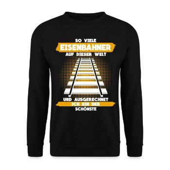 Eisenbahner - Eisenbahn Spruch lustig - Unisex Pullover - Schwarz - Vorne - Alina (178cm) & Michal (187cm)