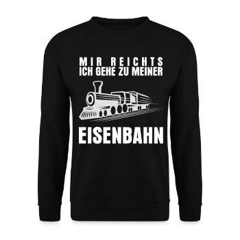 Eisenbahner Eisenbahn Dampflok Spruch - Unisex Pullover - Schwarz - Vorne - Alina (178cm) & Michal (187cm)