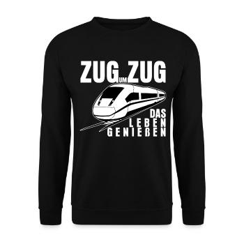 Eisenbahner Bahnfahrer Lok Zug Spruch - Unisex Pullover - Schwarz - Vorne - Alina (178cm) & Michal (187cm)