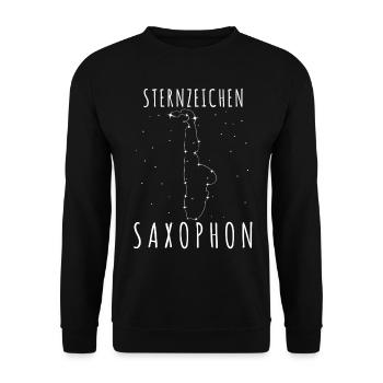 Saxophon Spruch Saxophonist Sterne - Unisex Pullover - Schwarz - Vorne - Alina (178cm) & Michal (187cm)