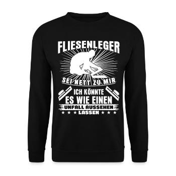 Fliesenleger lustiger Fliesen Spruch - Unisex Pullover - Schwarz - Vorne - Alina (178cm) & Michal (187cm)